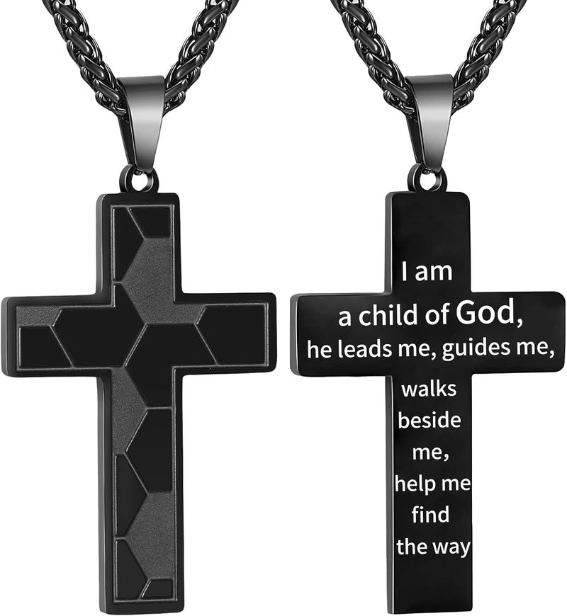 GLITTO Store Soccer Cross Necklace for Boys Men Stainless Steel Bible Verse Pendant with20+2 Inch First Communion Baptism Religious Sports Jewelry Gift - Image 1